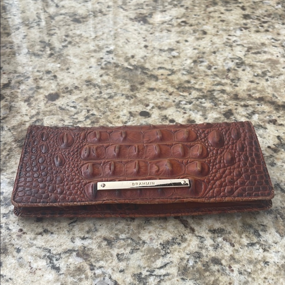 Brown Crocodile Embossed Leather Wallet